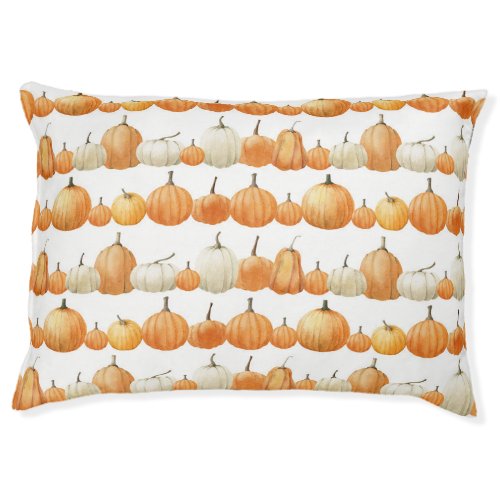 Autumn Pumpkin Watercolor Illustration Pattern Pet Bed