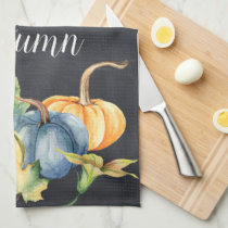 Autumn Pumpkin Watercolor Rustic Chalkboard Kitchen Towel