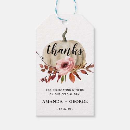 Autumn Pumpkin Wedding Favor Gift Tag thanks