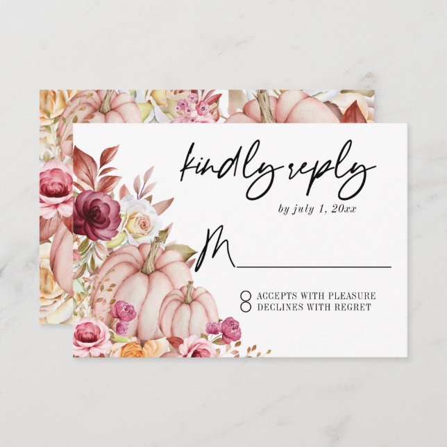 Autumn Pumpkin Wedding  RSVP Card (Front/Back)