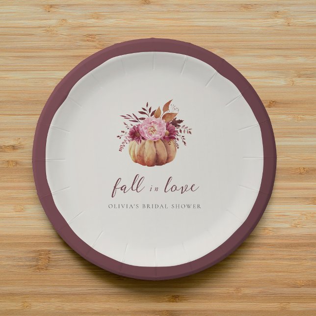 Autumn Pumpkin & Wildflowers Fall Bridal Shower Paper Plates (Creator Uploaded)