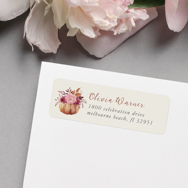 Autumn Pumpkin & Wildflowers Fall Return Address Label (Creator Uploaded)