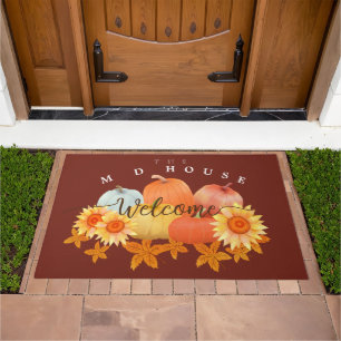 Autumn Pumpkin Wine Doormat
