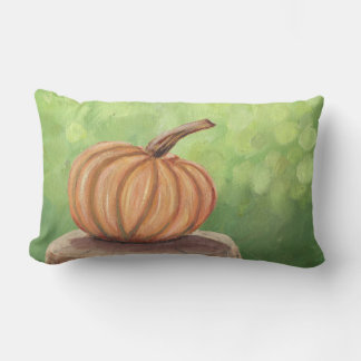 Autumn Pumpkin with Bokeh Background Lumbar Pillow