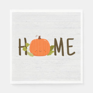 Autumn Pumpkin With Home Text Napkins