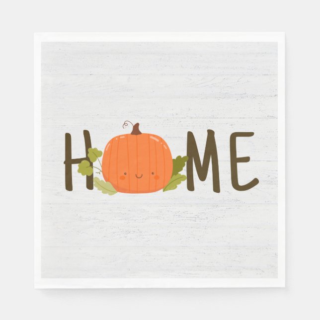 Autumn Pumpkin With Home Text Napkins (Front)