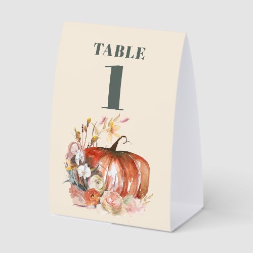 Autumn Pumpkin Women's Table Number Paper Table Tent
