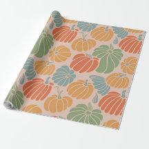 Autumn Pumpkin Wrapping Paper Pattern Fall Season