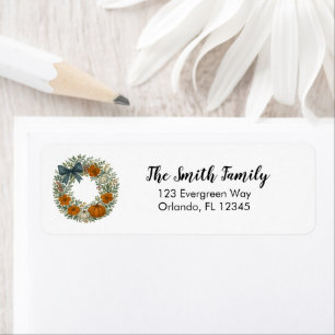 Autumn Pumpkin Wreath Illustration Address Label