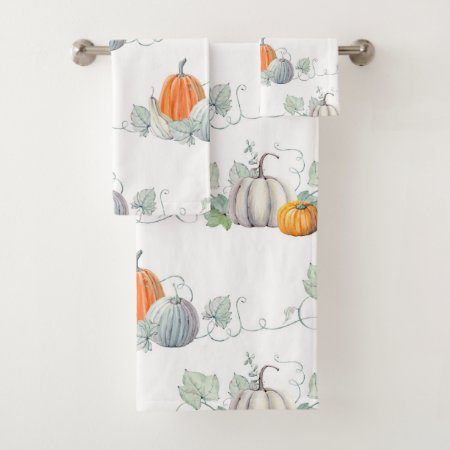 Autumn Pumpkins1 Bath Towel Set