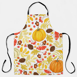 Autumn pumpkins, acorns, vintage background. apron