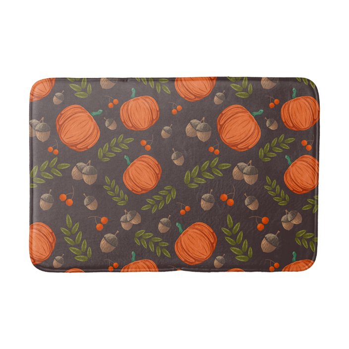 Autumn Pumpkins And Acorns Bath Mat 