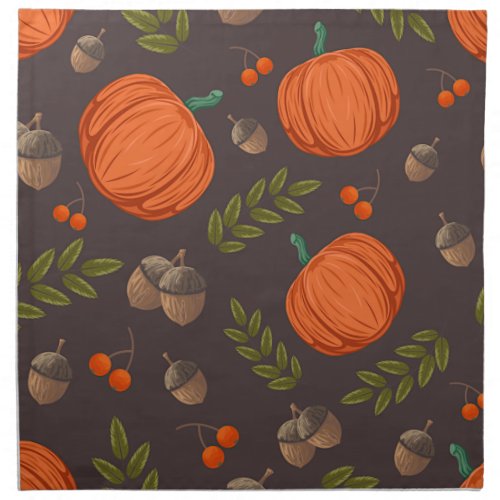 Autumn Pumpkins and Acorns Cloth Napkin
