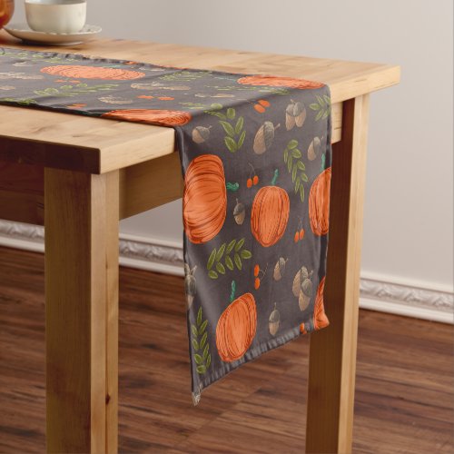 Autumn Pumpkins and Acorns Short Table Runner