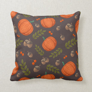 Autumn Pumpkins and Acorns Throw Pillow