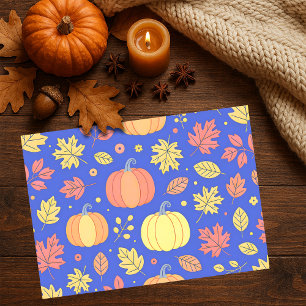 Autumn Pumpkins and Colorful Leaves Pattern Tissue Paper