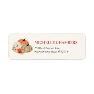 Autumn Pumpkins and Flower Elegant Rustic Label