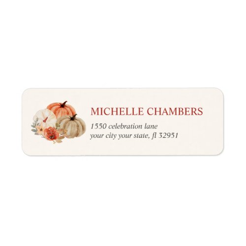 Autumn Pumpkins and Flower Elegant Rustic  Label