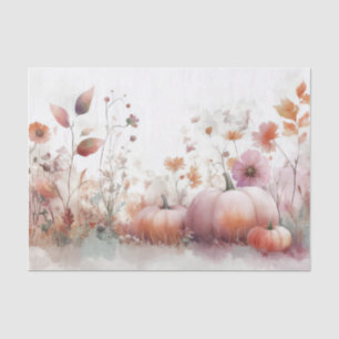 Autumn Pumpkins and Flowers Fall Pattern Decoupage Tissue Paper