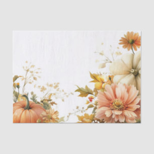 Autumn Pumpkins and Flowers Fall Pattern Decoupage Tissue Paper