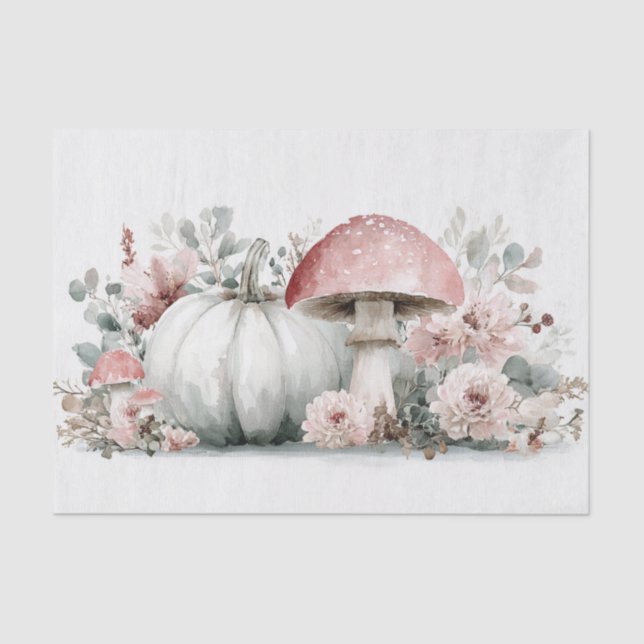 Autumn Pumpkins and Flowers Fall Pattern Decoupage Tissue Paper (Front)
