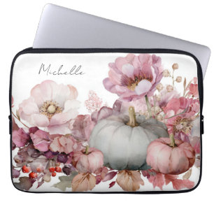 Autumn Pumpkins and Flowers Laptop Sleeve
