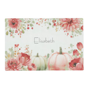Autumn Pumpkins and Flowers  Placemat