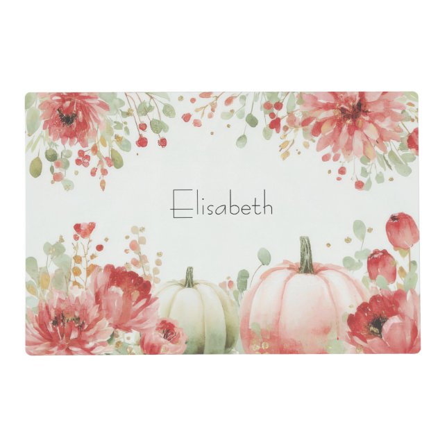 Autumn Pumpkins and Flowers  Placemat (Front)