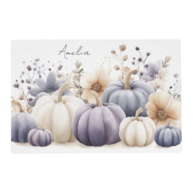 Autumn Pumpkins and Flowers  Placemat (Front)