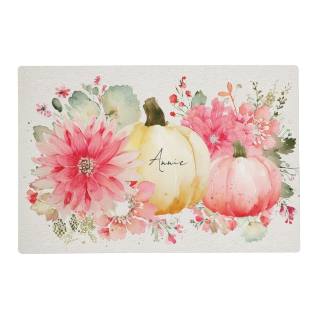 Autumn Pumpkins and Flowers  Placemat (Front)