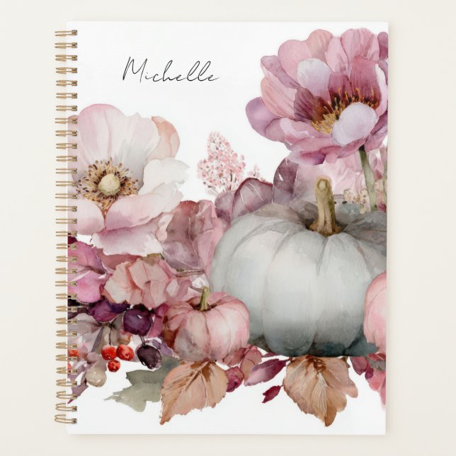 Autumn Pumpkins and Flowers  Planner (Front)