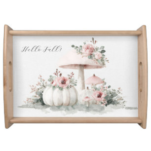 Autumn Pumpkins and Flowers Serving Tray