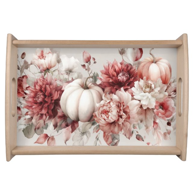 Autumn Pumpkins and Flowers  Serving Tray (Front)