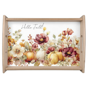 Autumn Pumpkins and Flowers  Serving Tray