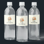 Autumn Pumpkins and Flowers Thanksgiving Water Bottle Label<br><div class="desc">Bottle labels with a fall themed image. Orange and white pumpkins surrounded by fall leaves and orange flowers.</div>