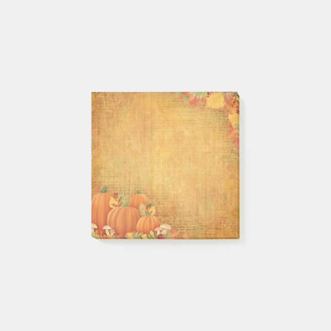 Autumn Pumpkins and Foliage Illustration Post-it Notes (Front)
