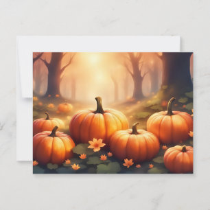 Autumn Pumpkins and Forest Flowers Nature  Postcard