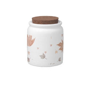 Autumn Pumpkins and Leaves Candy Jar