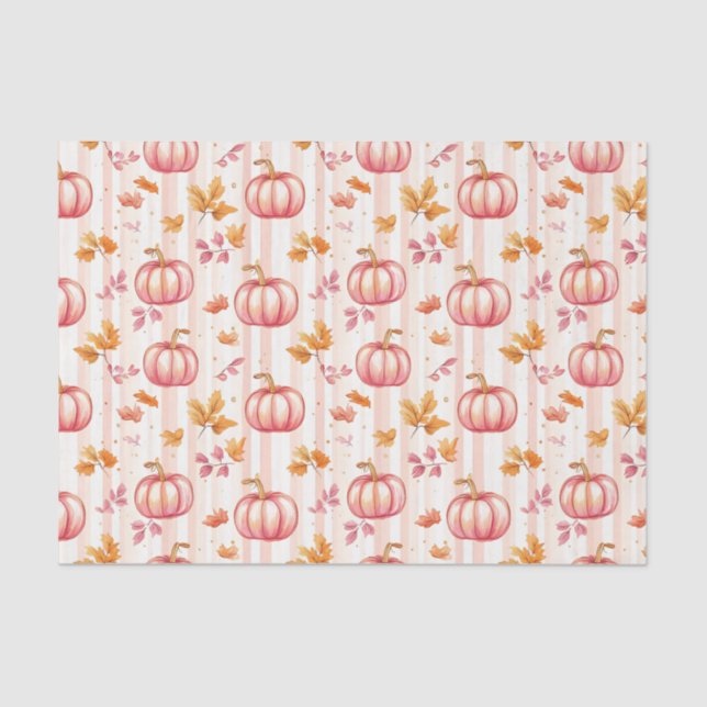 Autumn Pumpkins and Leaves Fall Pattern Decoupage Tissue Paper (Front)