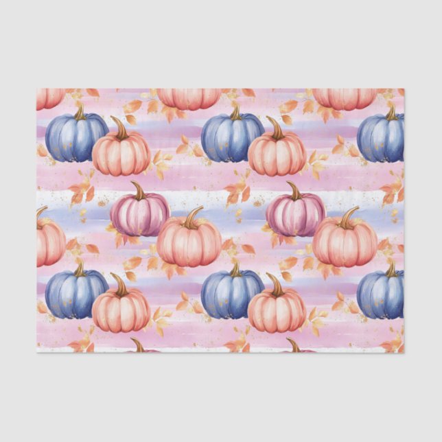Autumn Pumpkins and Leaves Fall Pattern Decoupage Tissue Paper (Front)