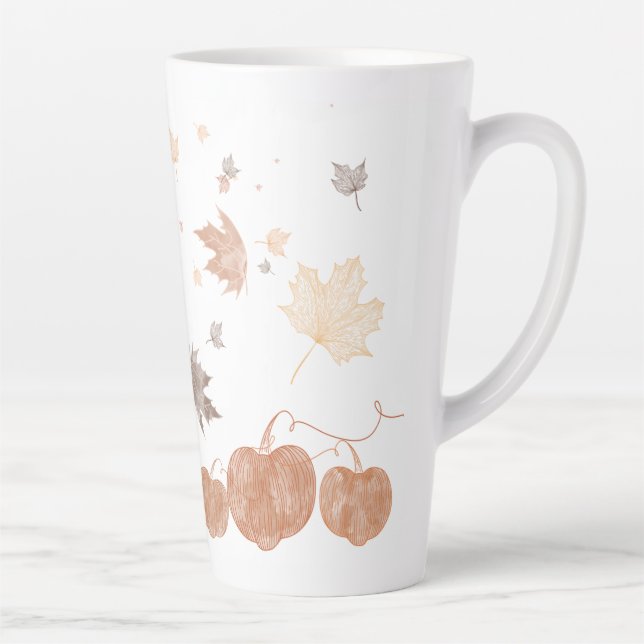 Autumn Pumpkins and Leaves Latte Mug (Right)