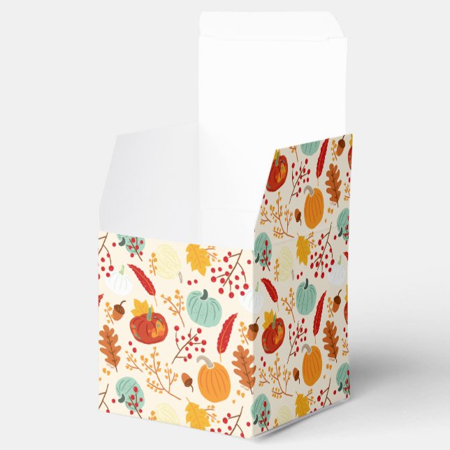 Autumn Pumpkins and Leaves Pattern Favor Boxes (Opened)