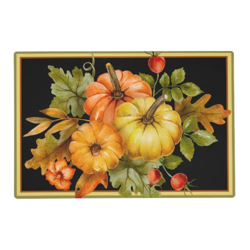 Autumn pumpkins and oak leaves placemat