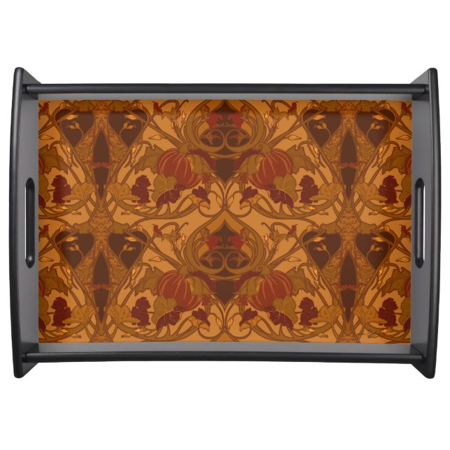 Autumn Pumpkins and Vines Art Nouveau Serving Tray (Front)