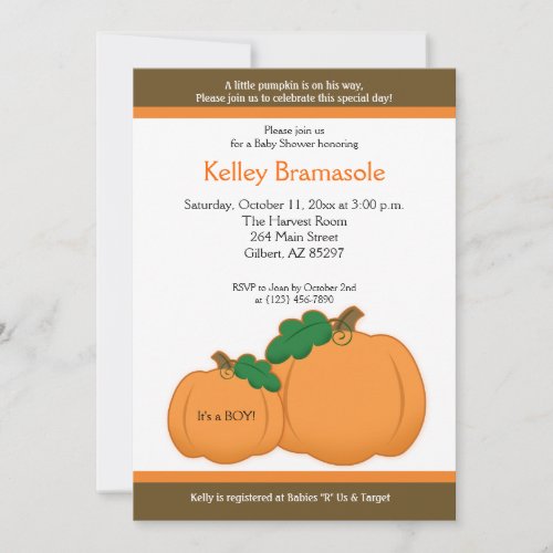 Autumn Pumpkins Baby Shower 5x7 Invitation