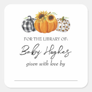 Autumn Pumpkins Baby Shower Library Bookplate