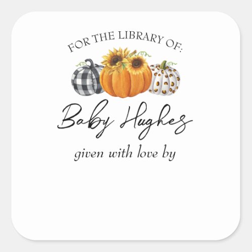 Autumn Pumpkins Baby Shower Library Bookplate