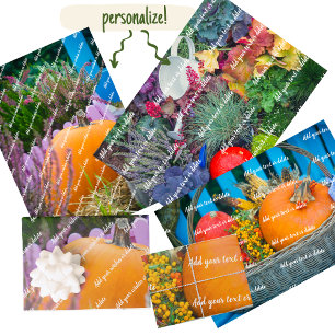 Autumn pumpkins, berries and garden flowers wrapping paper sheets