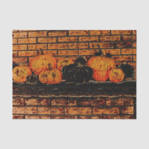 Autumn Pumpkins Black Orange Brick Tissue Paper