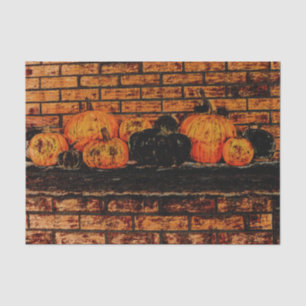 Autumn Pumpkins Black Orange Brick Tissue Paper